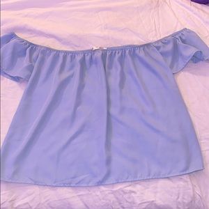Light Blue Off the Shoulder Top